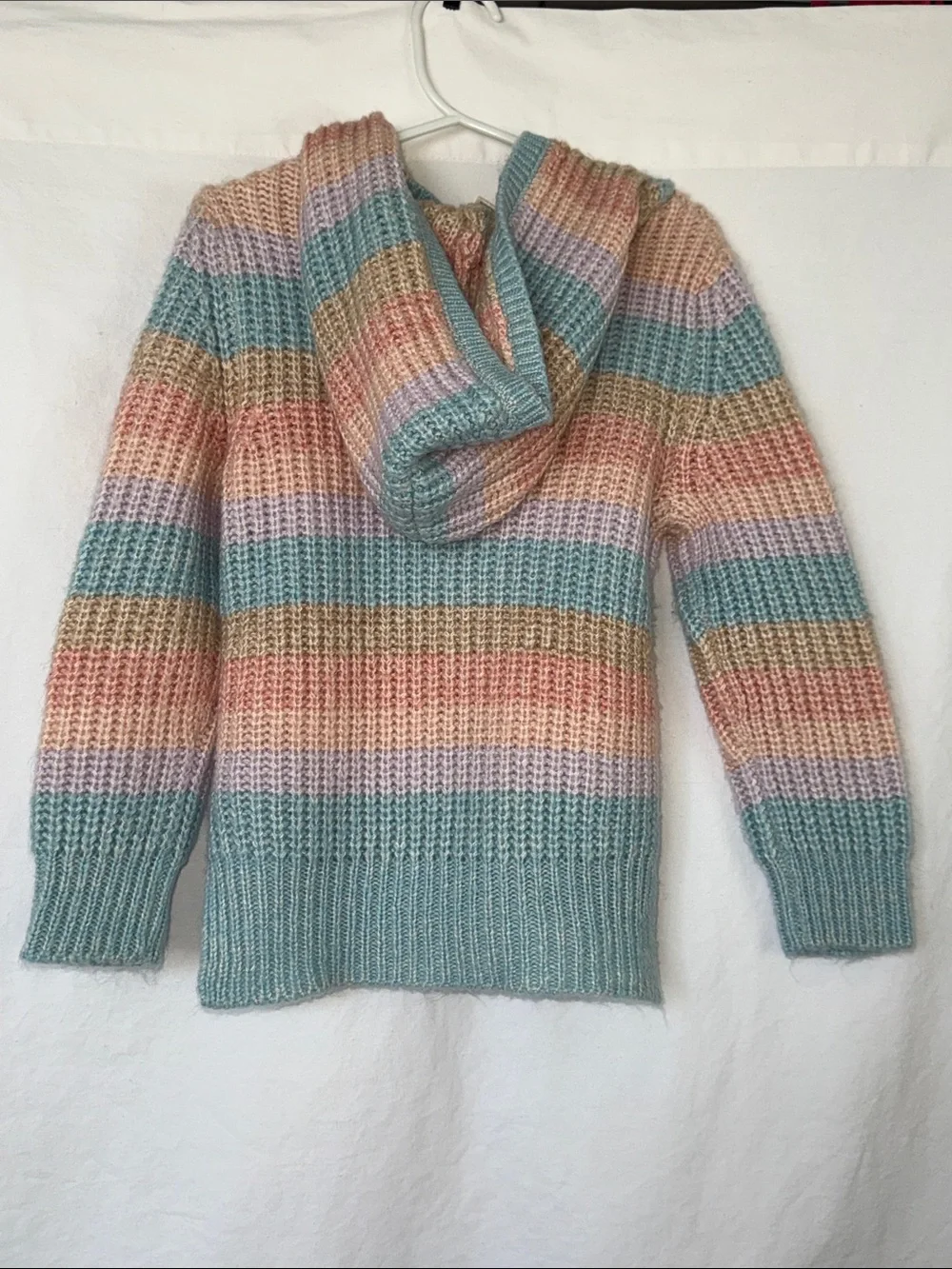 Striped Pastel Hoodie Sweater - Multicolor